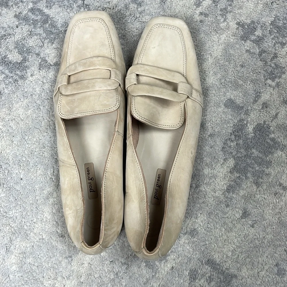 Paul Green Rimona Partita Loafers Sabbia Nubuck Cream Sz 7.5
